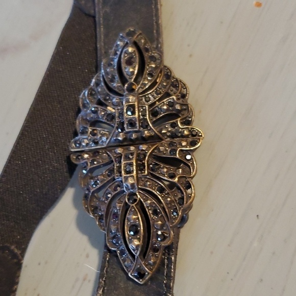 Fossil Black Leather Belt With stretch Large metal Black Beaded Sparkle Buckle M main image 5